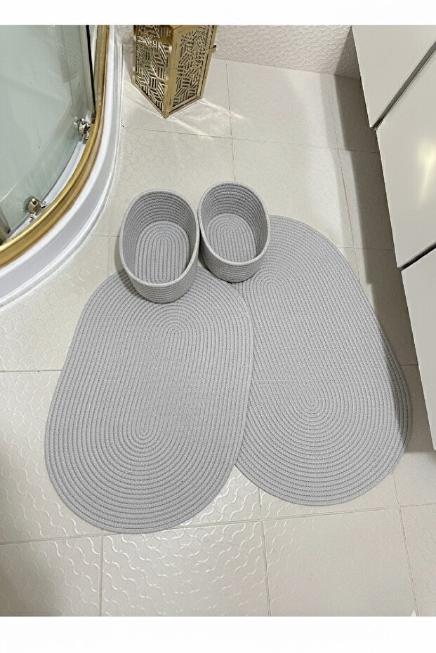 Jute, Straw, Bathroom Mat Set, Bathroom Basket Set, Toilet Set