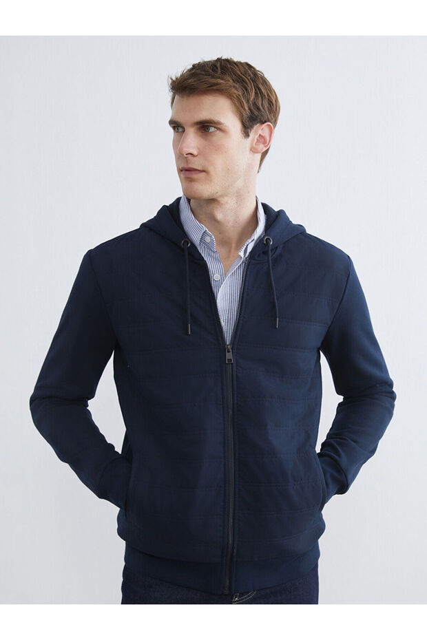 Özmarka New Season Hooded Men's Thick Zippered Sweatshirt