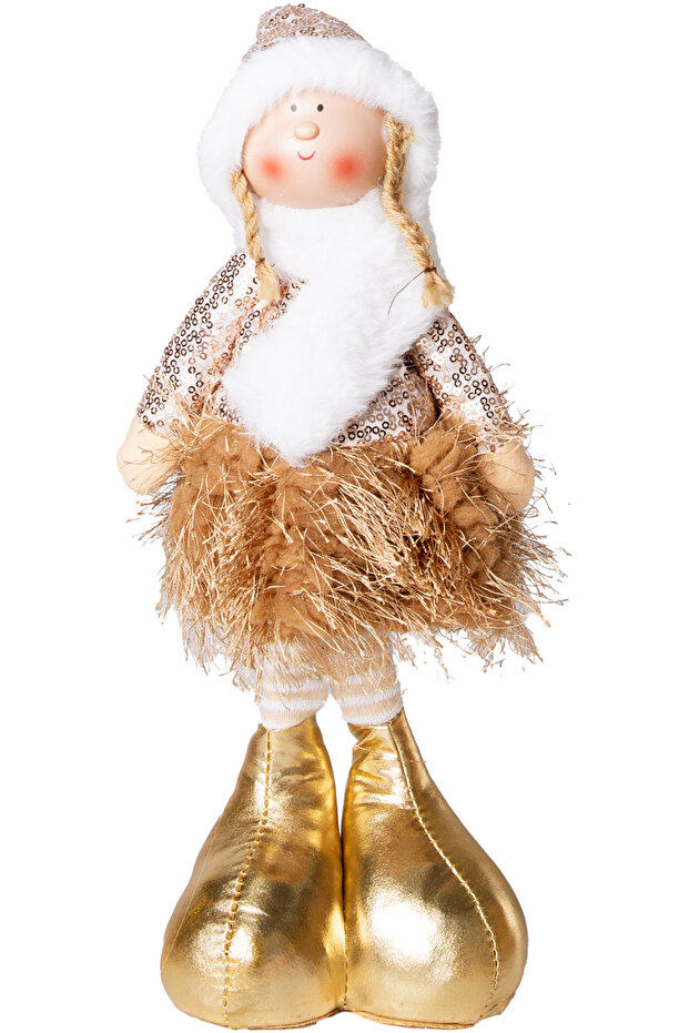 Christmas Ornament, Standing Fairy Figure, Gold - 17X44 cm