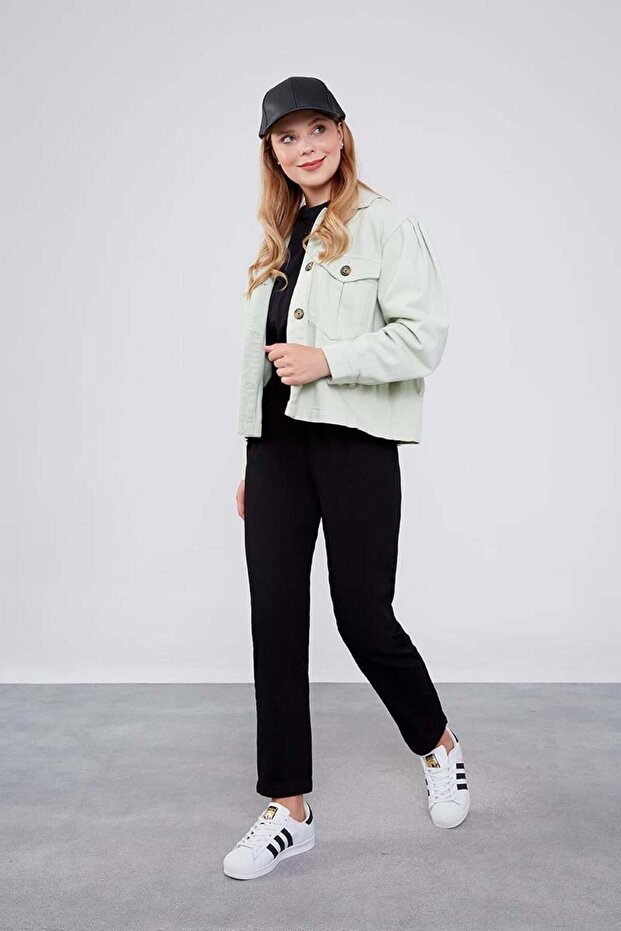 بنطلون جينز أسود بخصر مطاطي - 4