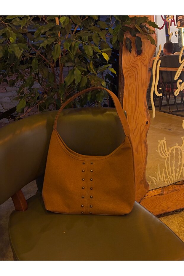 Süet taba omuz çantası - 4