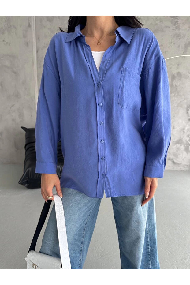 Modal oversize cepli gömlek - 2