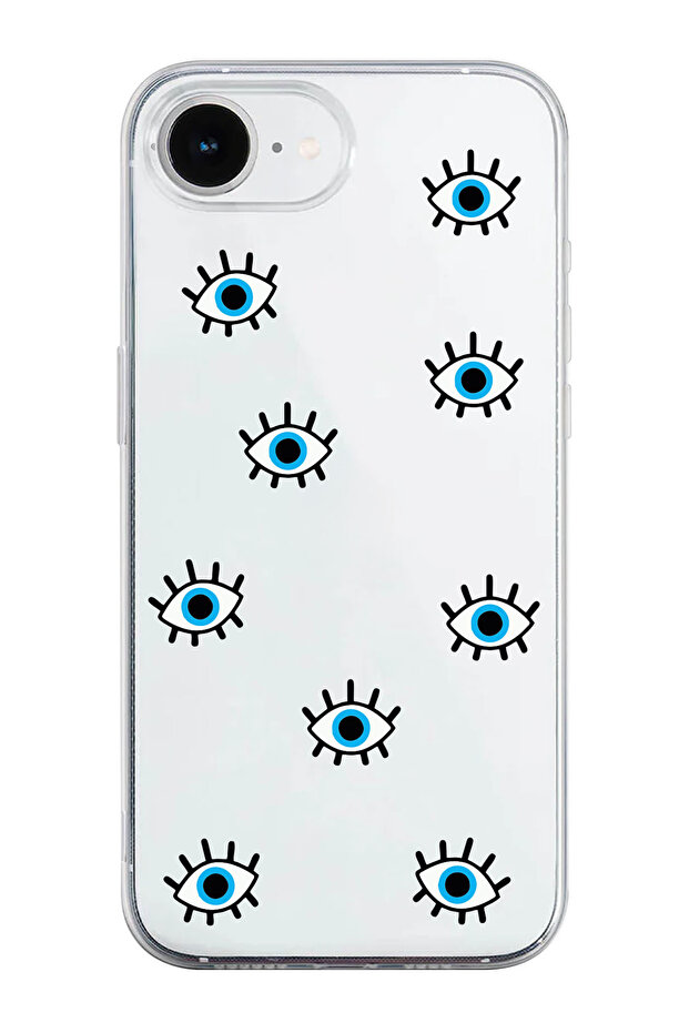 غطاء هاتف شفاف من السيليكون بنمط عيون الشر متوافق مع آيفون 16E - 1