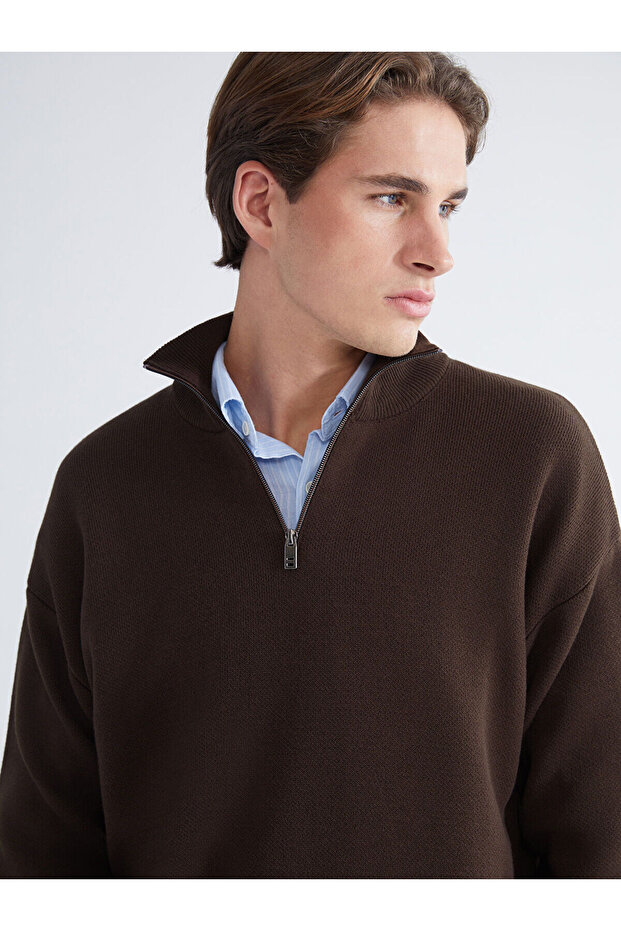 High Collar Long Sleeve Men's Knitwear Sweater