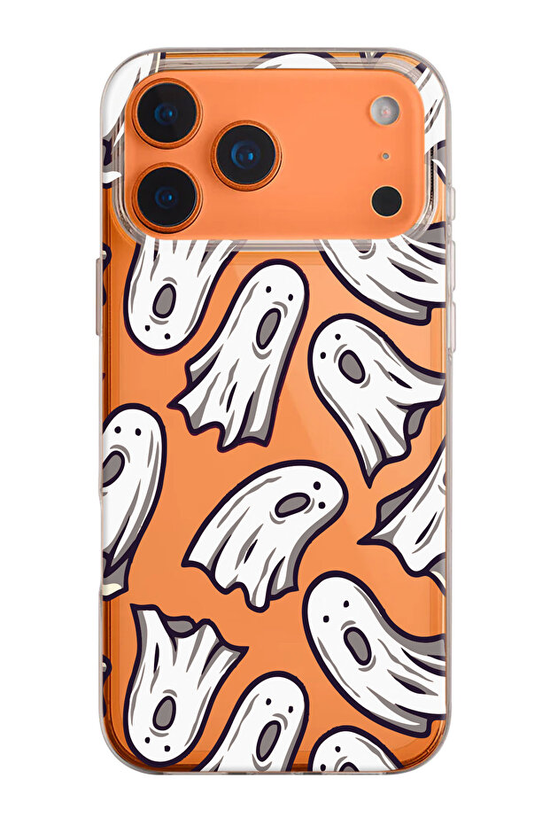 iPhone 17 Pro Compatible Ghosts Patterned Transparent Silicone Phone Case - 1