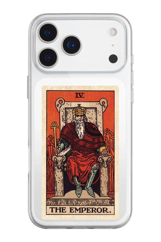 The Emperor Tarot Pattern Transparent Silicone Phone Case Compatible with iPhone 17 Pro Max/18 Pro Max