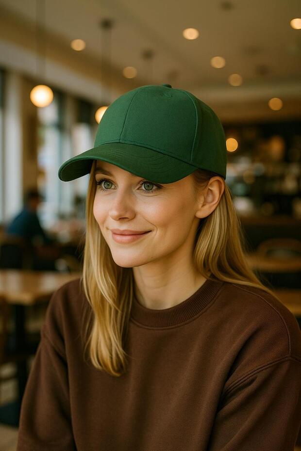 Green Gabardine Fabric Women's Cap Hat
