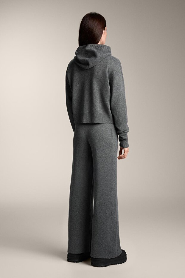 Kapüşonlu örgü ceket - 4