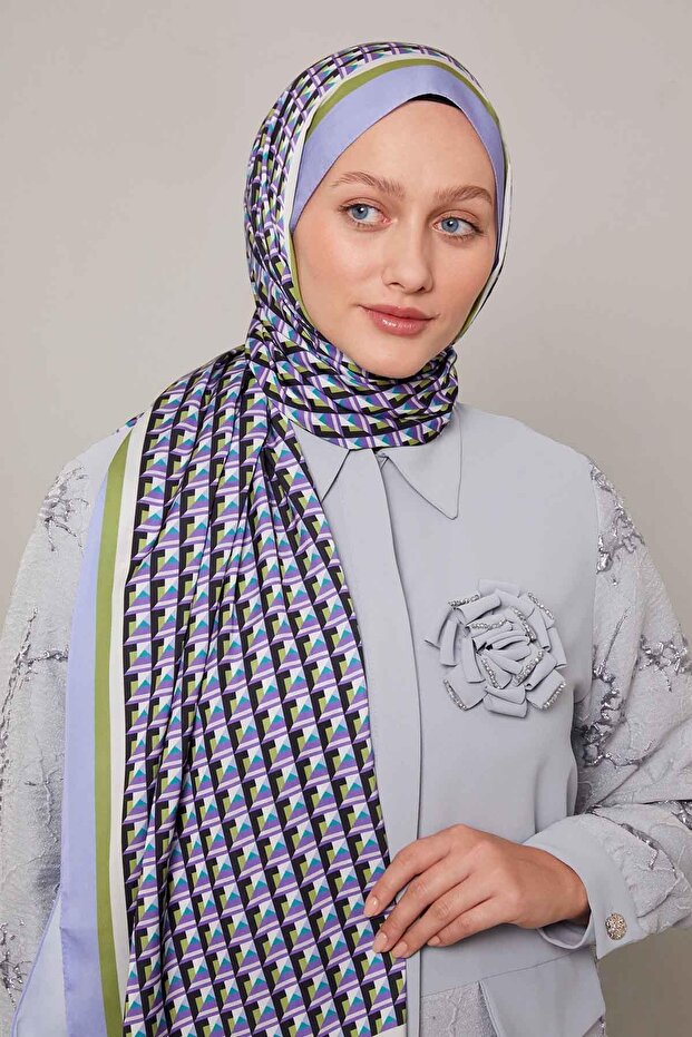 Lilac Three-Dimensional Pattern Club Shawl - 1