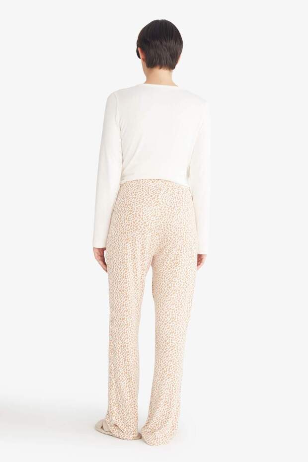 Pijama Takımı Regular Fit Uzun Kollu Üst Desenli Uzun Alt-Fall in Love G1190AX25AU - 6