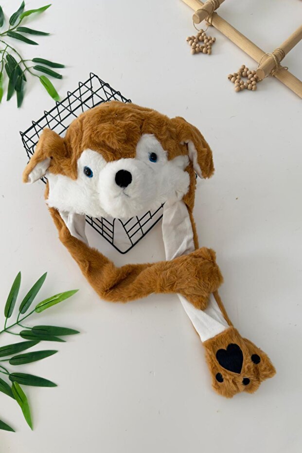 My Mini's Ears Plush Cute Moving Ear Headphones with Dog Ears - Brown