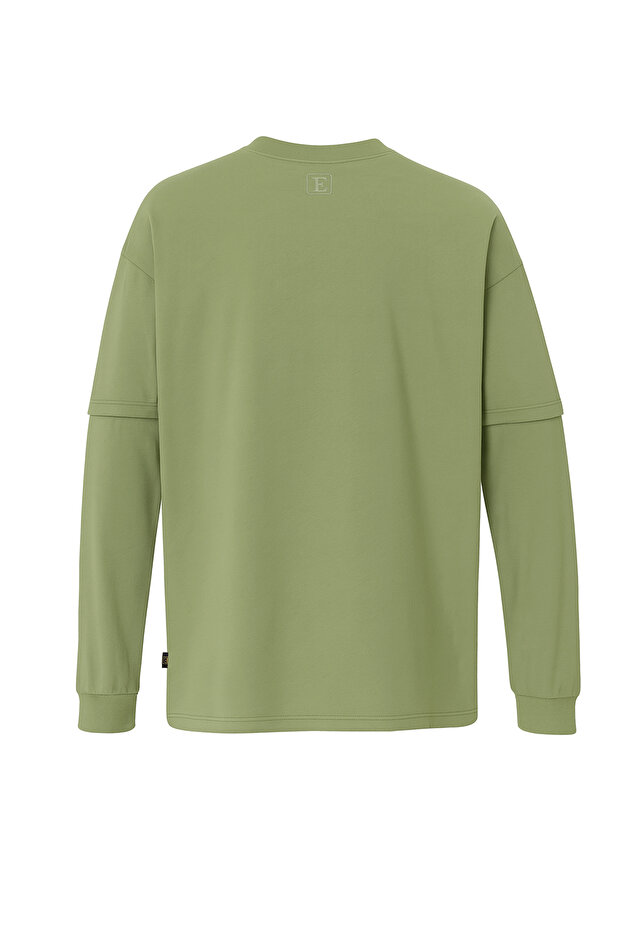 Çift Kollu Basic Oversize Tişört - 2