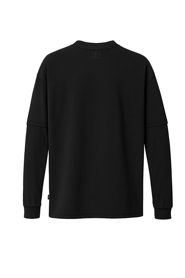 Çift Kollu Basic Oversize Tişört - 2