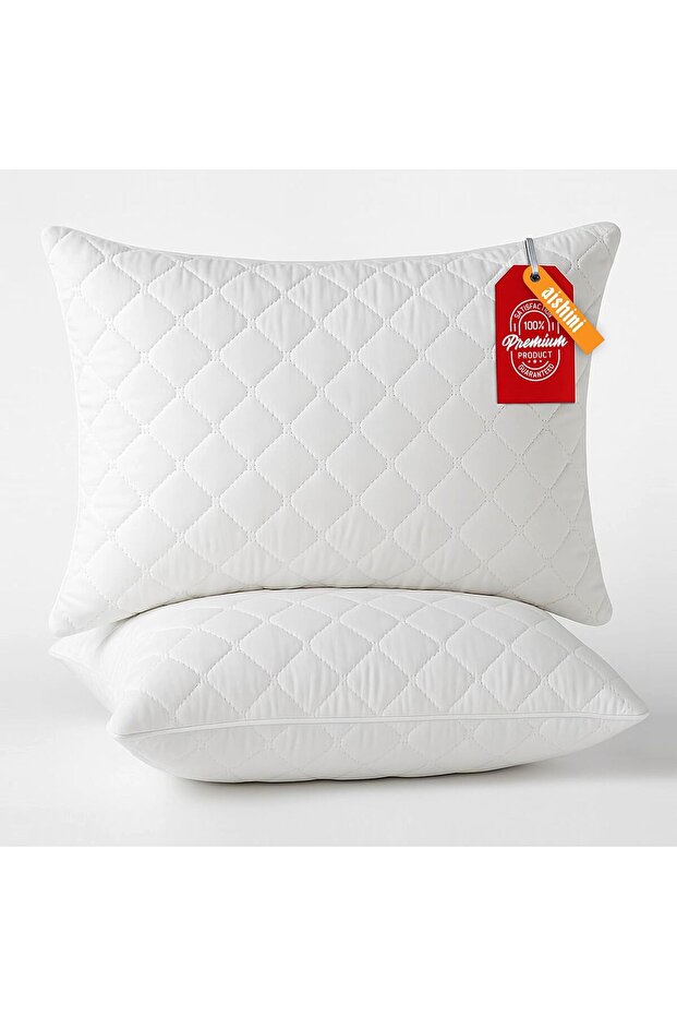 Quilted Microfiber Pillow 45 x 70 cm - Vacuum-Sealed Hotel Luxury Pillow, White, Pack 1 (750