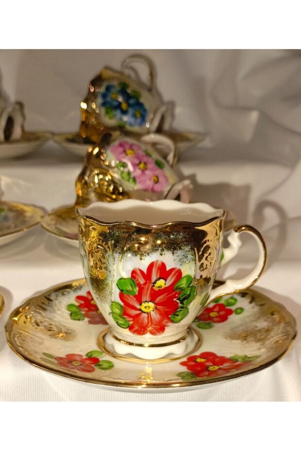 Papatya Porselen El Boyama Coffee Cup Set