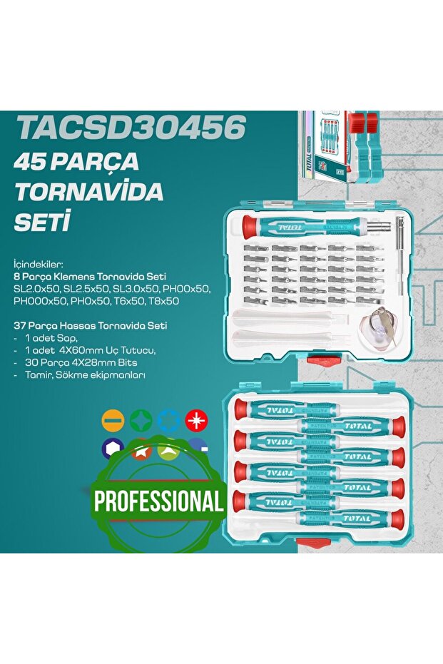 45 Parça Tornavida Seti TACSD30456