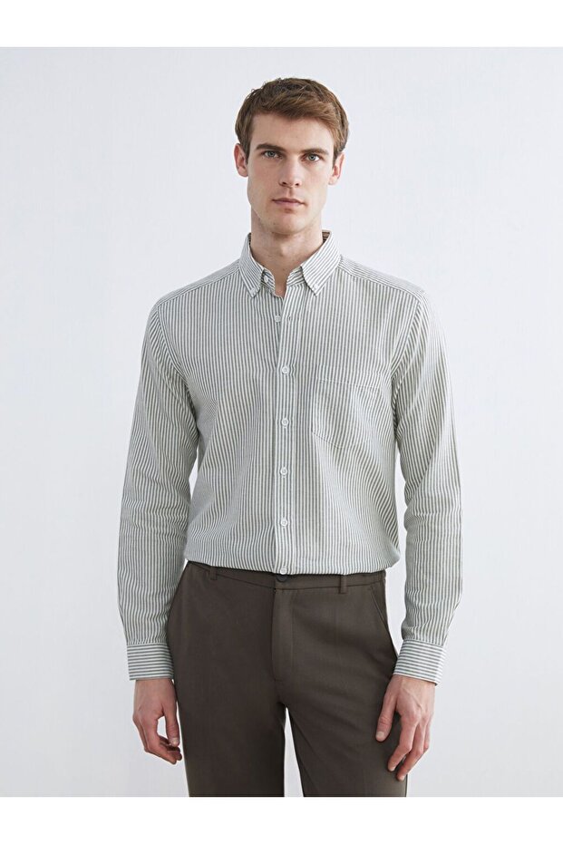 Regular Fit Long Sleeve Striped Men's Shirt