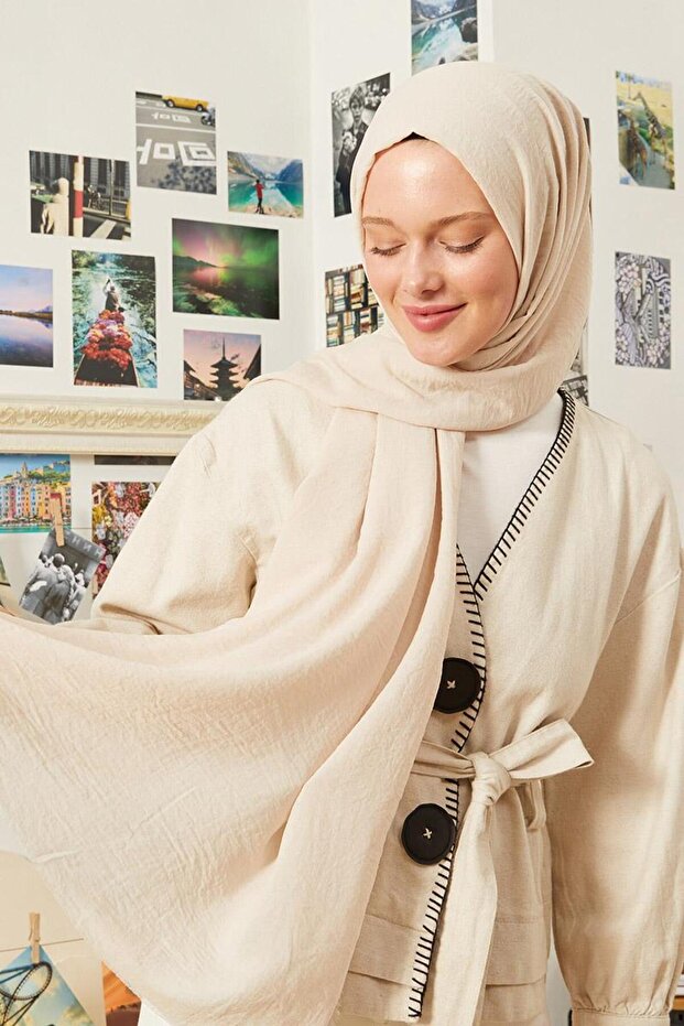 Krem Maxi Cotton Şal - 2