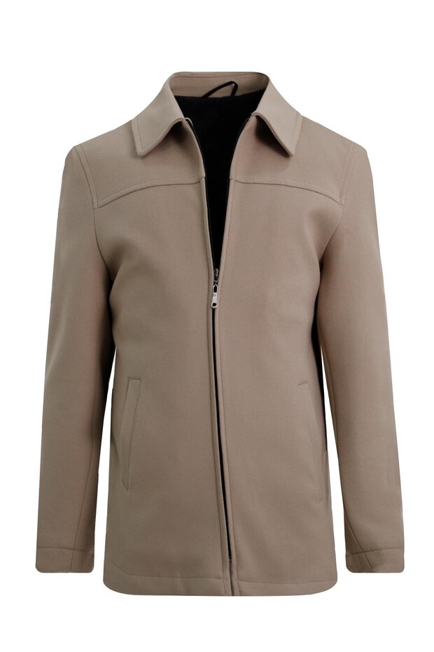 AÇIK BEJ Kaşe Mont - 1