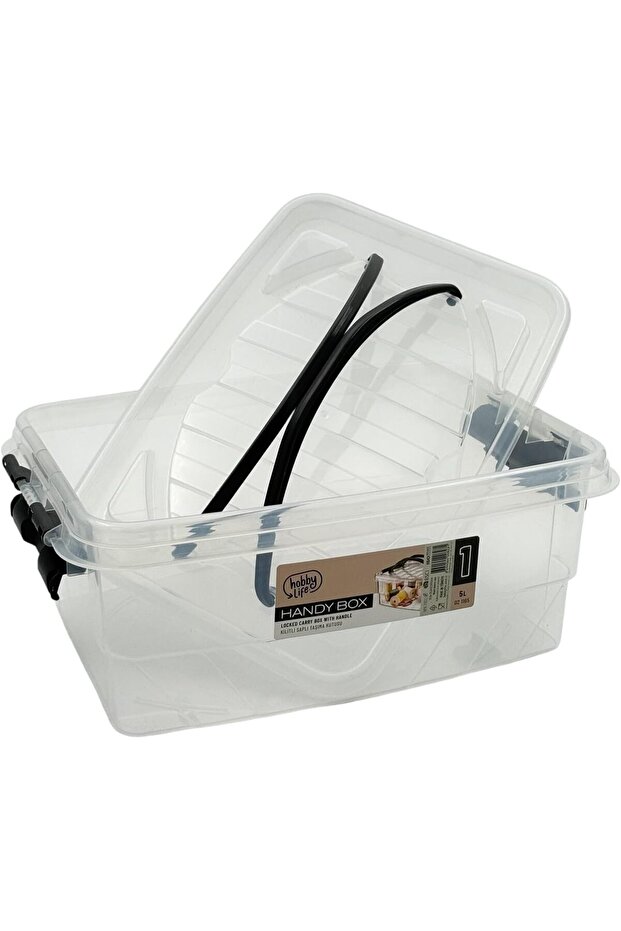 / banddtools Transparent Plastic Storage Container with Handle, 5L, Secure Locking Lid - 2