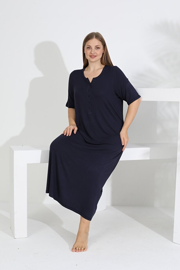 Kadın Bambu Kısa Kol Gecelik - 3