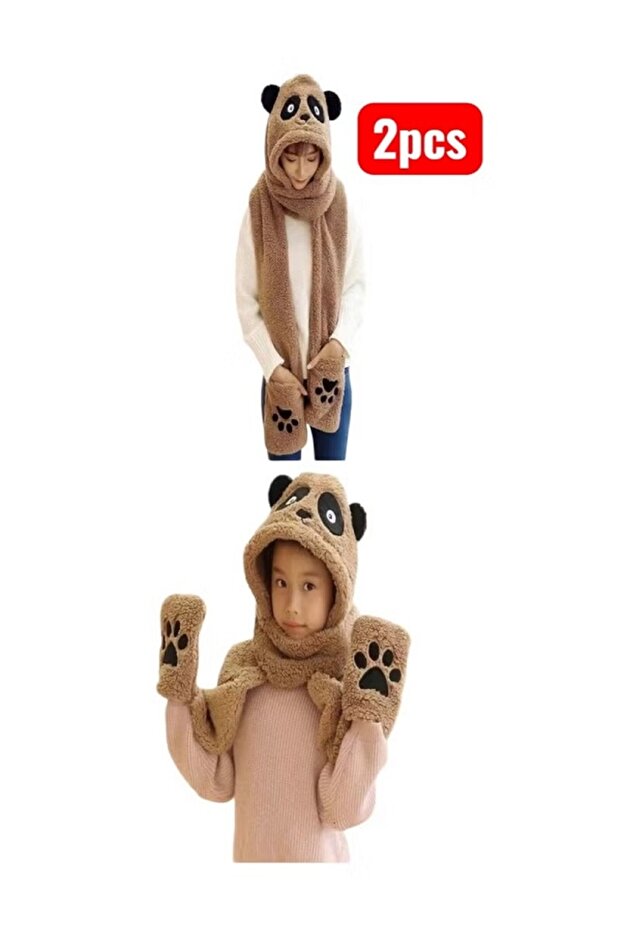 Panda scarves with gloves - 1