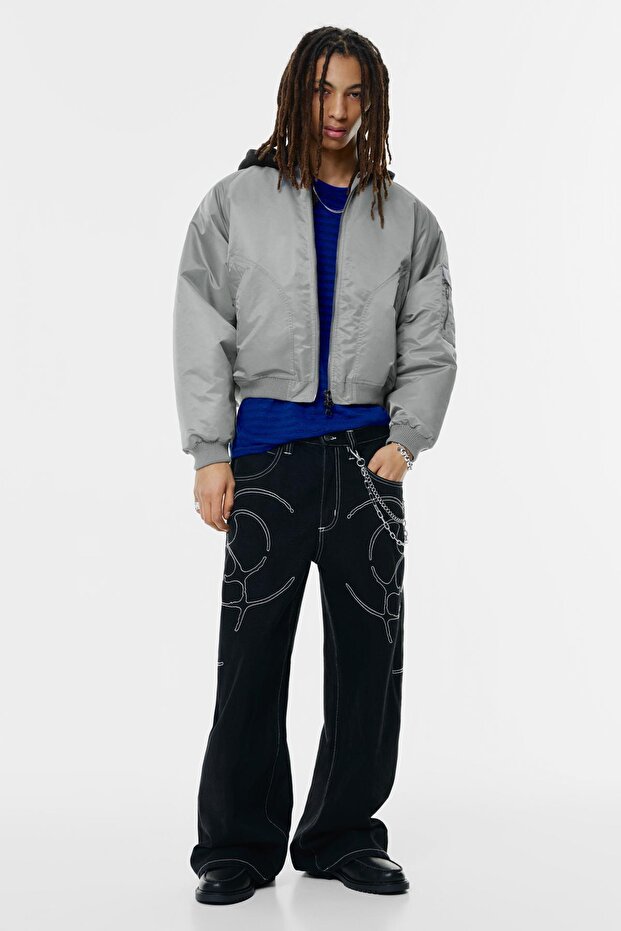 Kombine kapüşonlu bomber ceket - 2