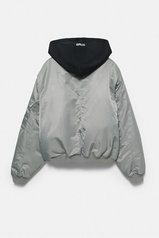 Kombine kapüşonlu bomber ceket - 8