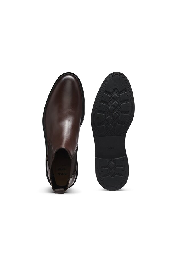 Şerit detaylı deri botlar - 4