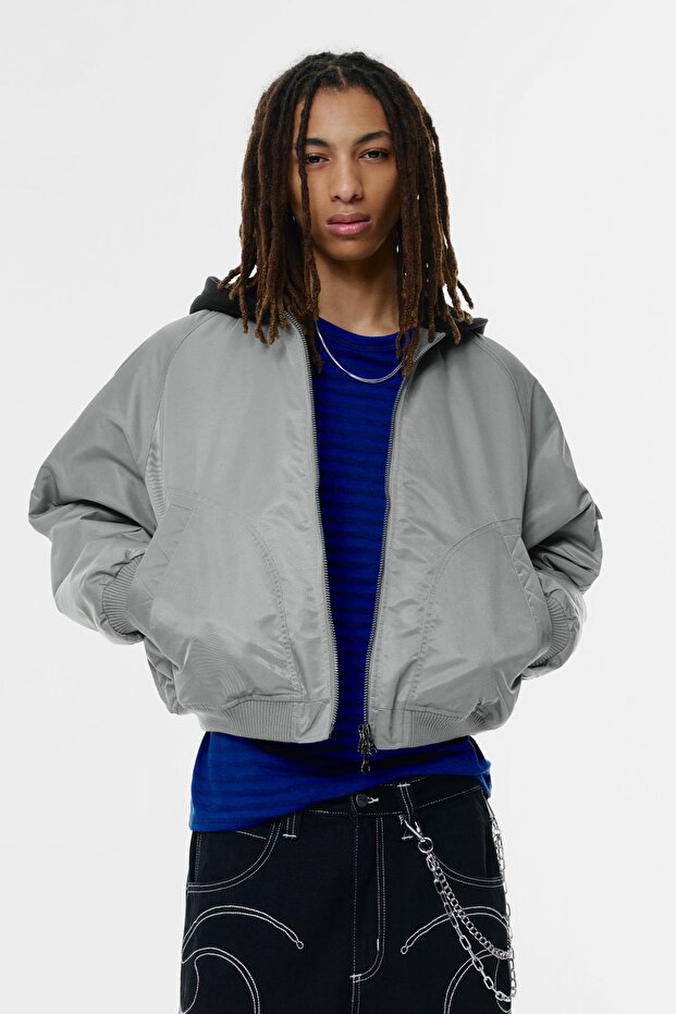 Kombine kapüşonlu bomber ceket - 3