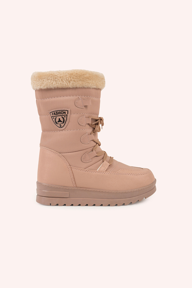 Girl's Lace Detailed Furry Inside Salmon Boots