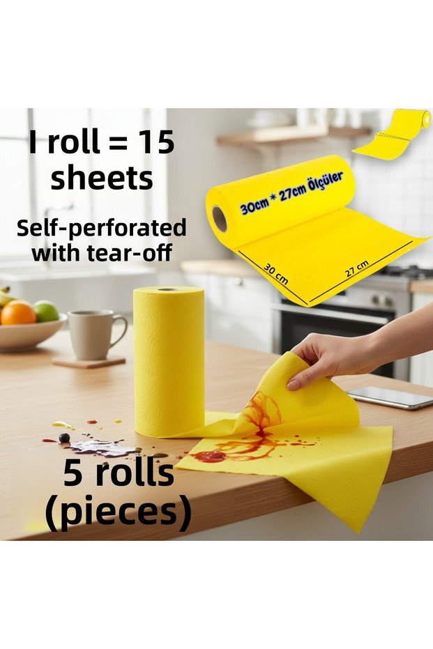 Softtex Roller Cleaning Cloth 27x30 Cm 15 Pieces - Yellow - Pack of 5