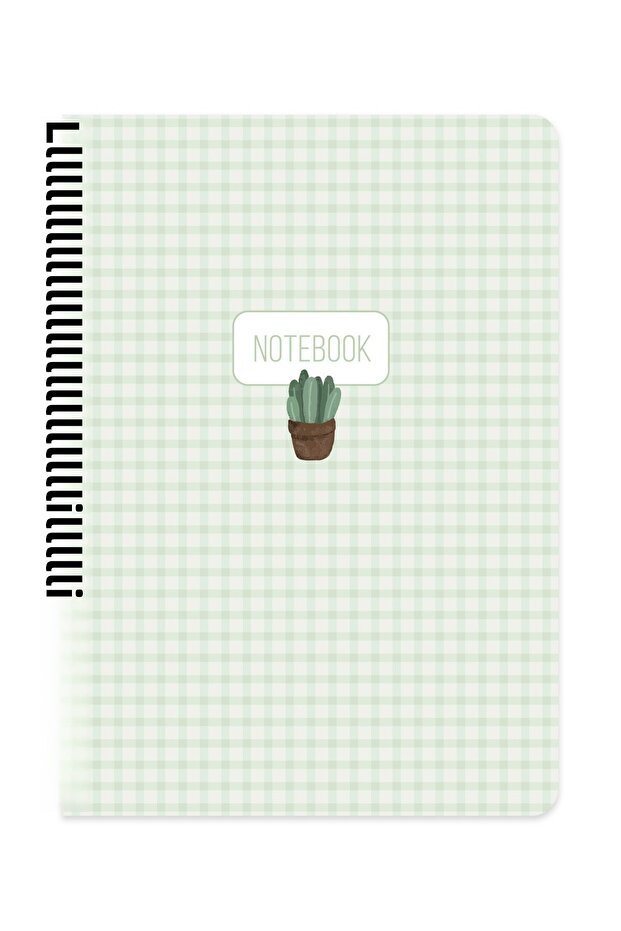 A4 80 Sheets Checkered Cardboard Cover Spiral Notebook – Gingham Pattern