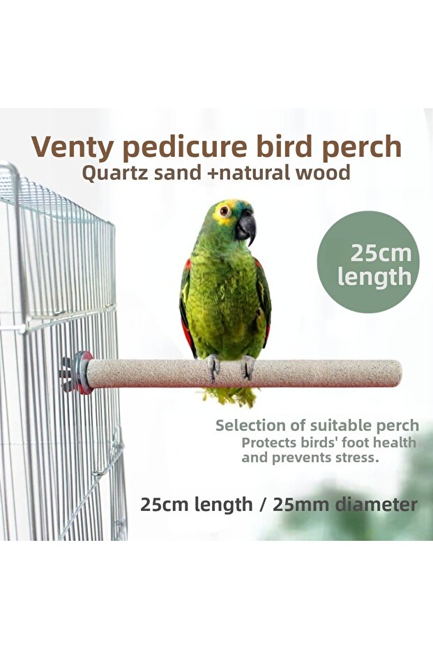 Venty 25 cm Pedicure Sand Parrot Perch (Ø 25 mm) | Sanding Perch | Natural Foot Care