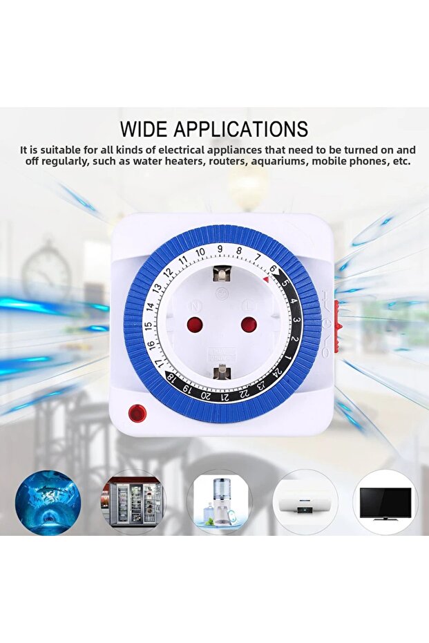 مفتاح مؤقت لمدة 24 ساعة في الاتحاد الأوروبي/الولايات المتحدة الأمريكية، مؤقت قابس مؤرض ميكانيكي قابل للبرمجة حلقة عد تنازلي ذكية... - 4