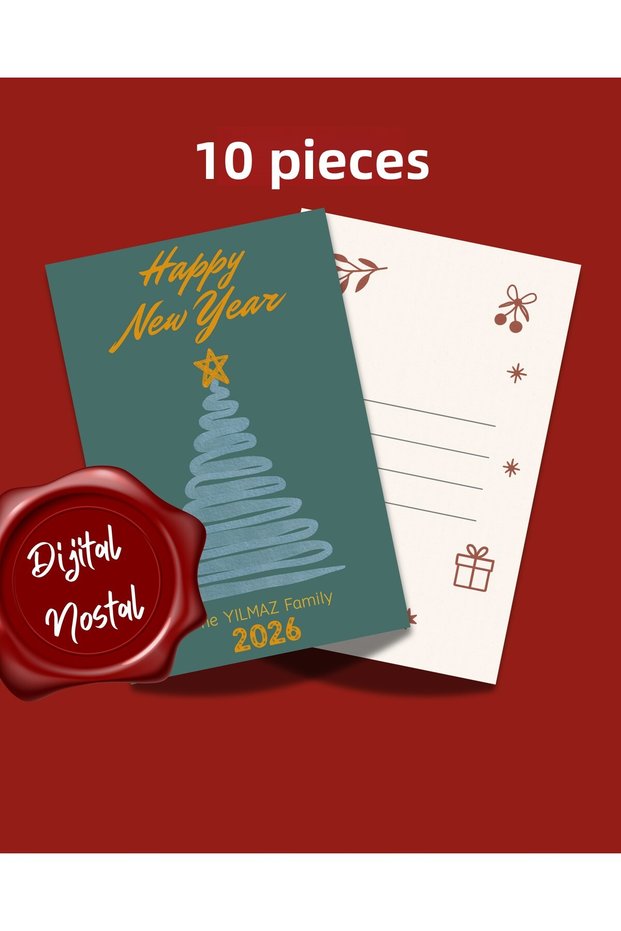 New Year's Greeting Card 10 Pieces Front and Back I New Year's Eve I 2026 I Party