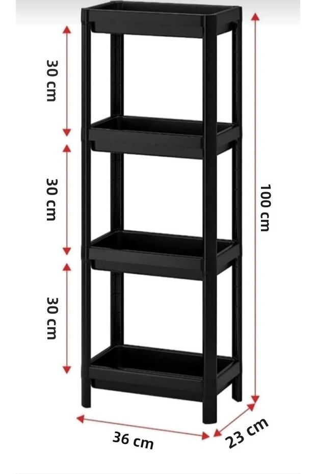 وحدة أرفف للحمام والمطبخ مكونة من 4 طبقات، منظم شامبو للحمام والمطبخ باللون الأسود، رف للخضروات، خزانة - 4