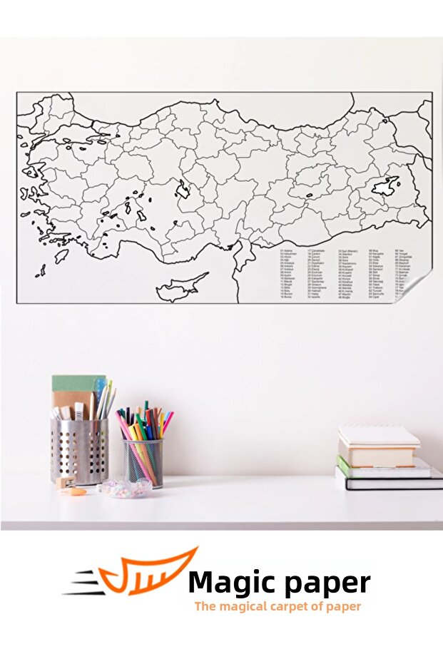 Magic Paper Turkey Map 110X56Cm with Static Cling and Write-On Feature - 4