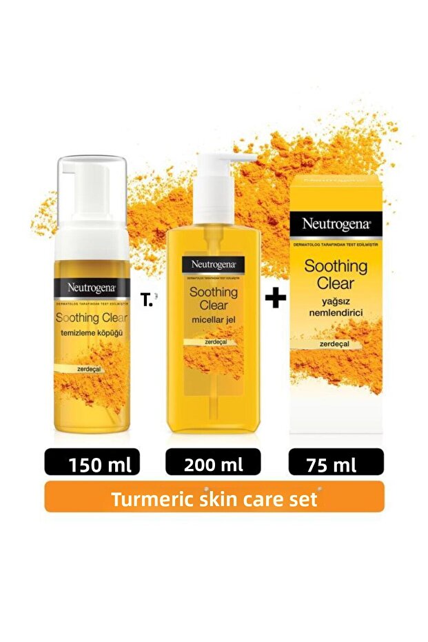 Soothing Clear Cleansing Foam 150 ml Turmeric + Micellar Gel 200 ml + Oil-Free Moisturizer