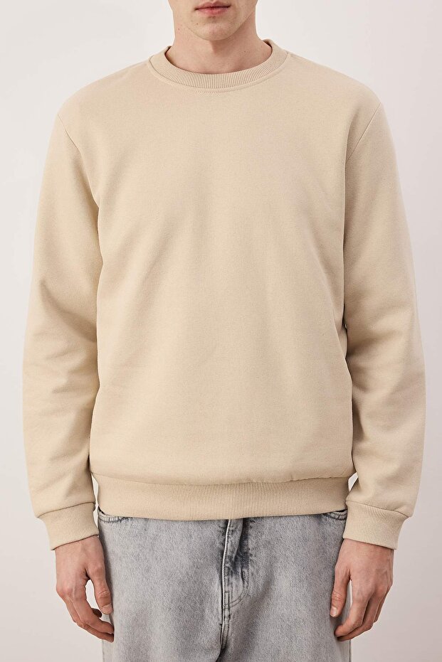 Siyah-Haki-Bej 3'lü Paket Regular/Normal Kesim Basic İçi Polar Sweatshirt TMNAW26SW00006 - 6