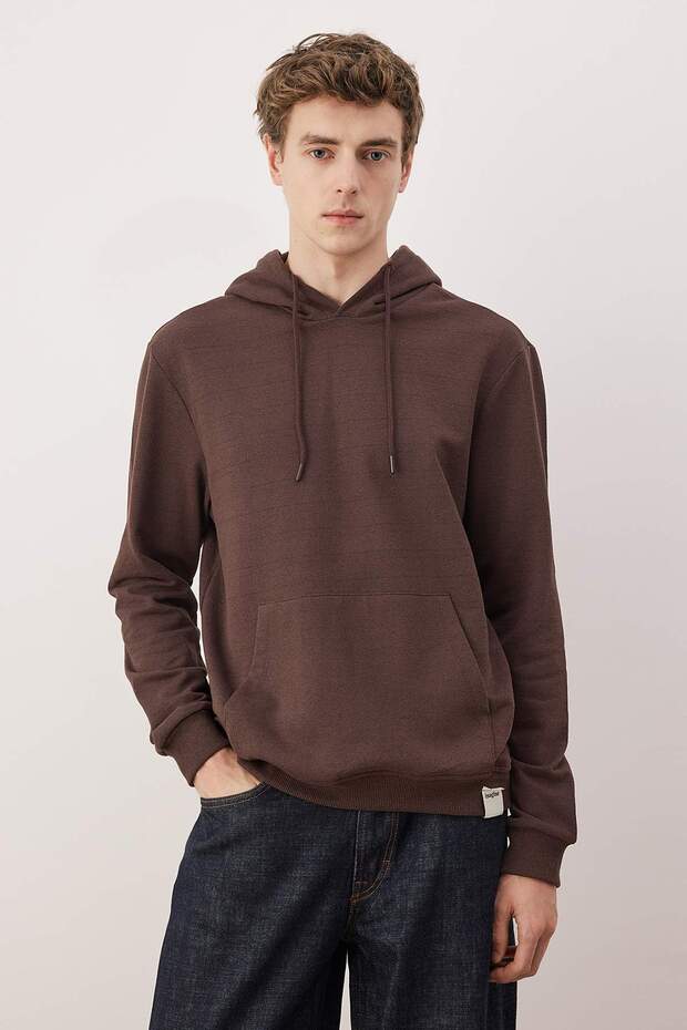 Siyah-Kahverengi 2'li Paket Kapüşonlu Regular Kesim İçi Polarlı Sweatshirt TMNAW24SW00000 - 2