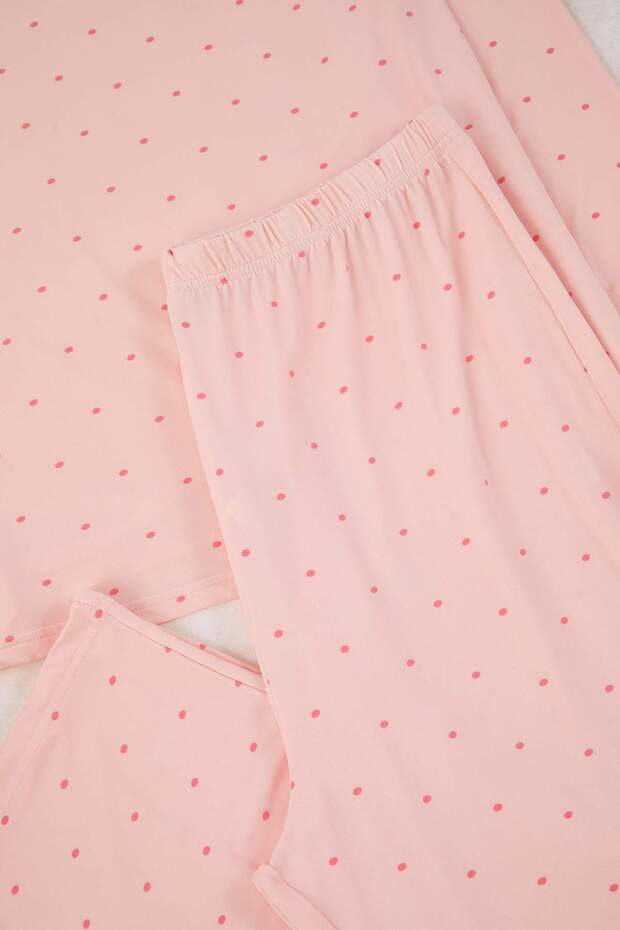 Somon Yumuşak Tuşe Örme Büyük Beden Pijama Takımı TBBAW26AI00047 - 3