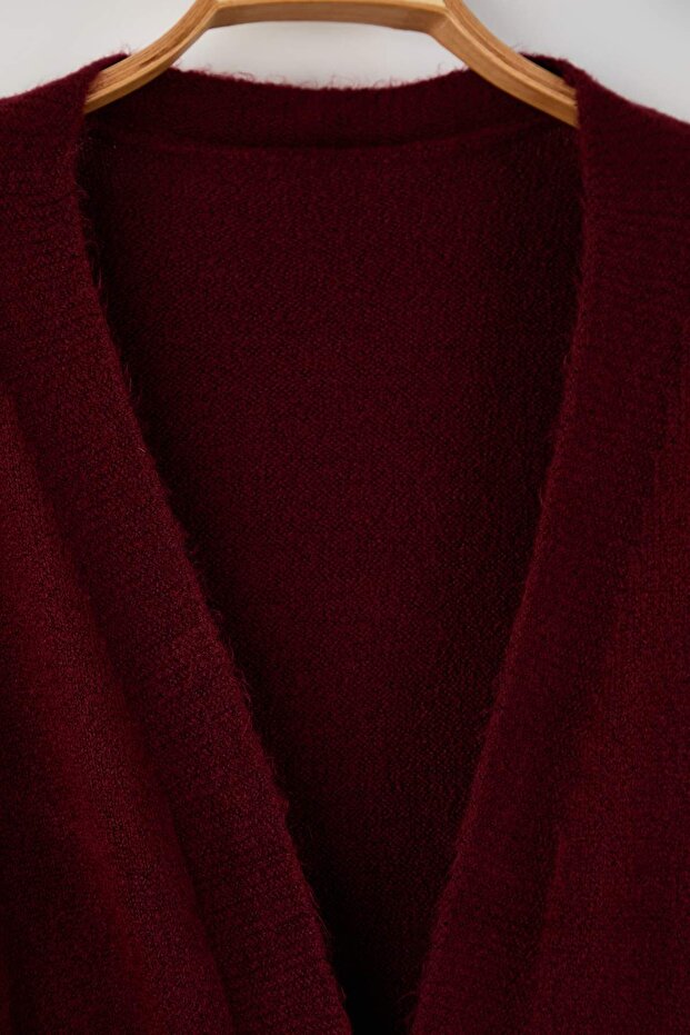 Mürdüm Oversize/Bol Kesim Triko Hırka TBBAW23AV00017 - 10