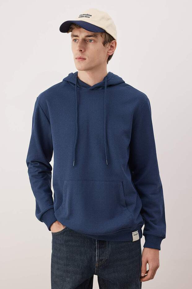 Bordo- Lacivert 2'li Paket Kapüşonlu Regular Kesim İçi Polarlı Sweatshirt TMNAW24SW00000 - 5