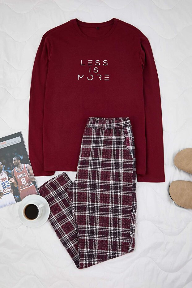 Bordo Regular Plaid / Checkered Homewear Pajama Set Tmnaw26Pt00055