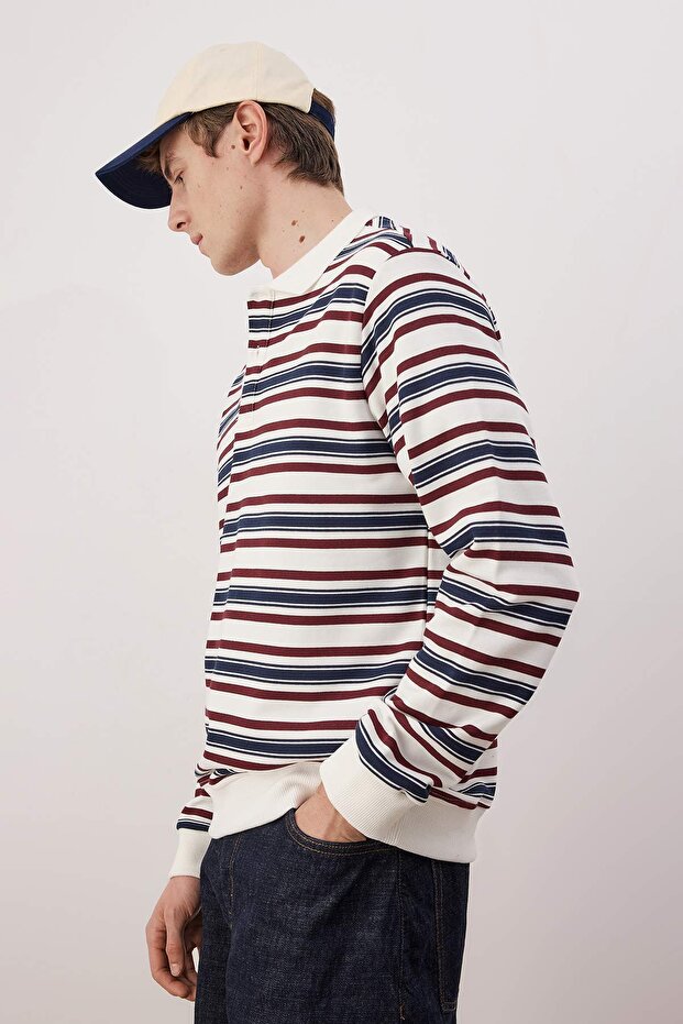 Lacivert Regular/Normal Kesim Polo Yaka Örme Sweatshirt TMNAW26SW00054 - 2