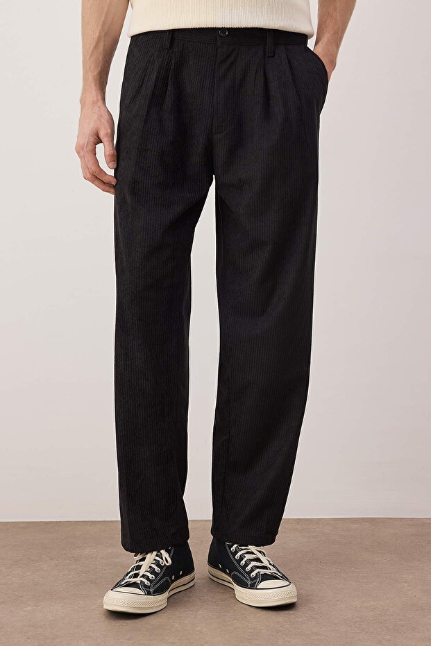 Siyah Erkek Baggy Kadife Pantolon TMNAW26PL00022 - 7