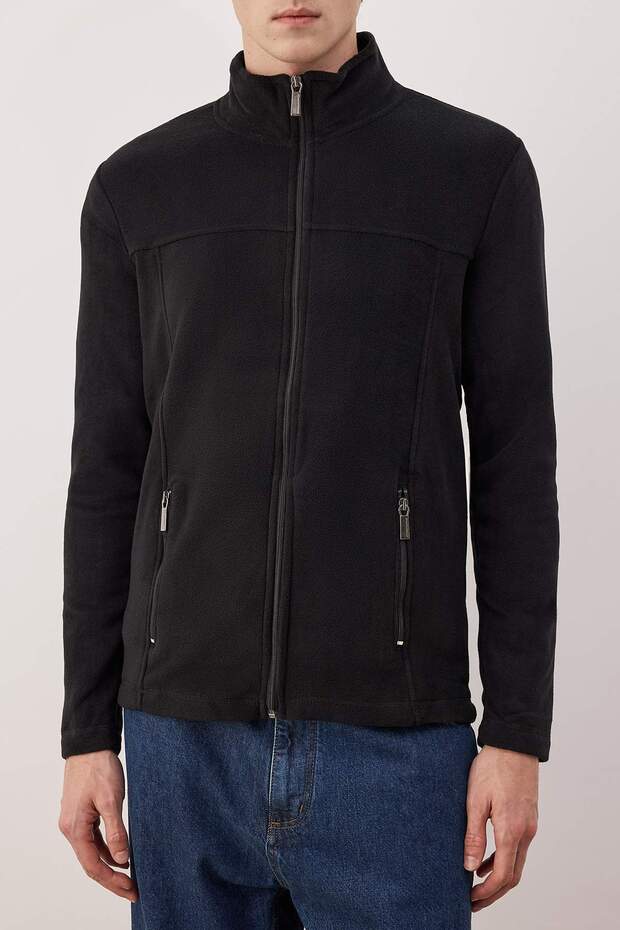 Siyah Regular/Normal Kesim Fermuarlı Polar Sweatshirt TMNAW26SW00063 - 3