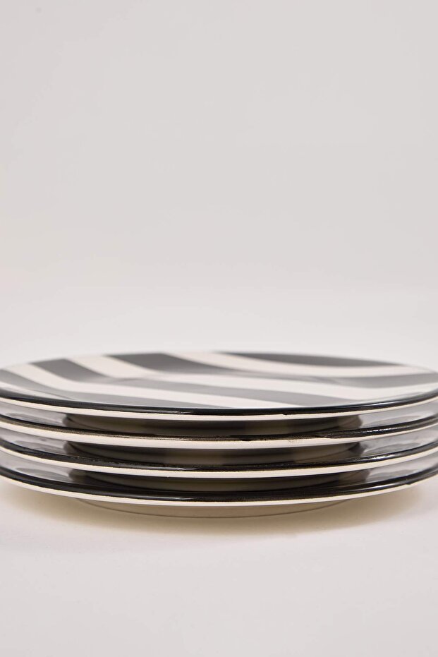 4'lü Çizgili Seramik Pasta Takımı 19 cm TPHAW26TBK00079 - 5