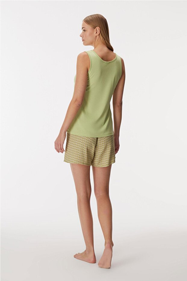 Kalın Askılı Şortlu Pijama Takım - 4